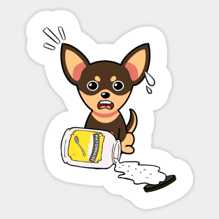 Funny Small dog spilled a jar of mayonnaise Sticker